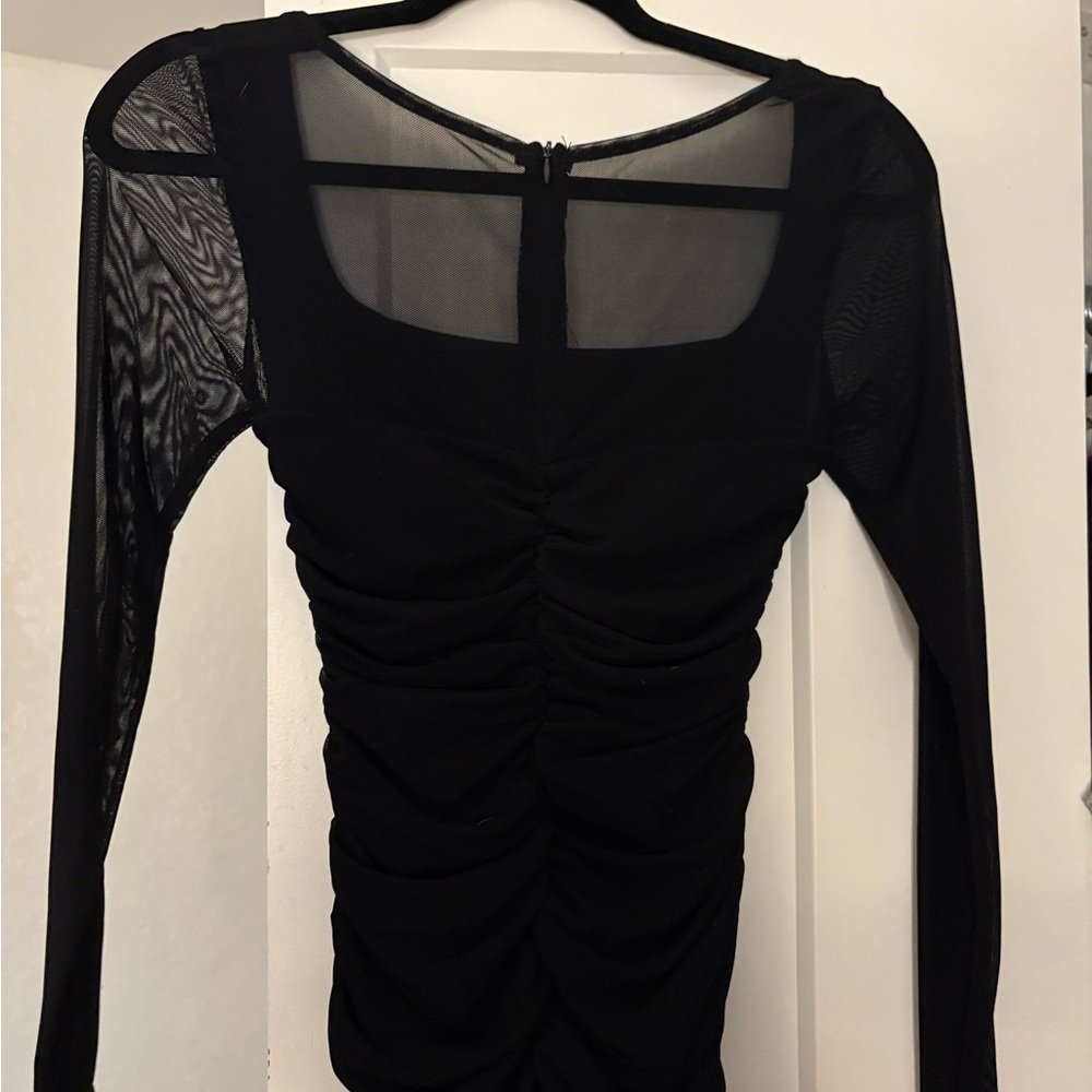 Elegant Black Ruched Women's Dress